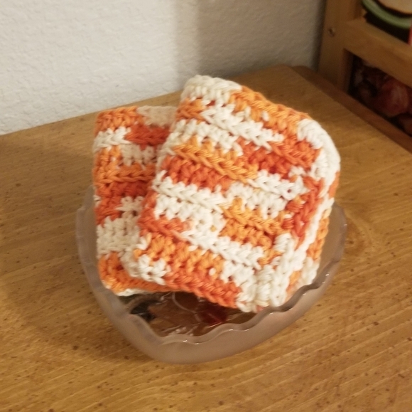 💞2/$20HAND CRAFTED Crocheted All Purpse 100% Cottn Reusable Bath or Dish Cloths - Picture 1 of 6
